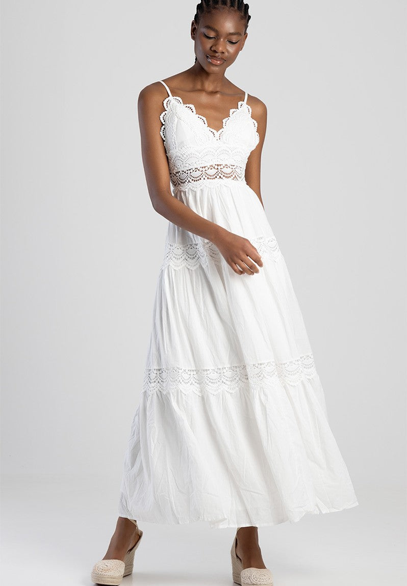 Sissy Boy Tiered Lace Maxi Dress Adore You In Off White
