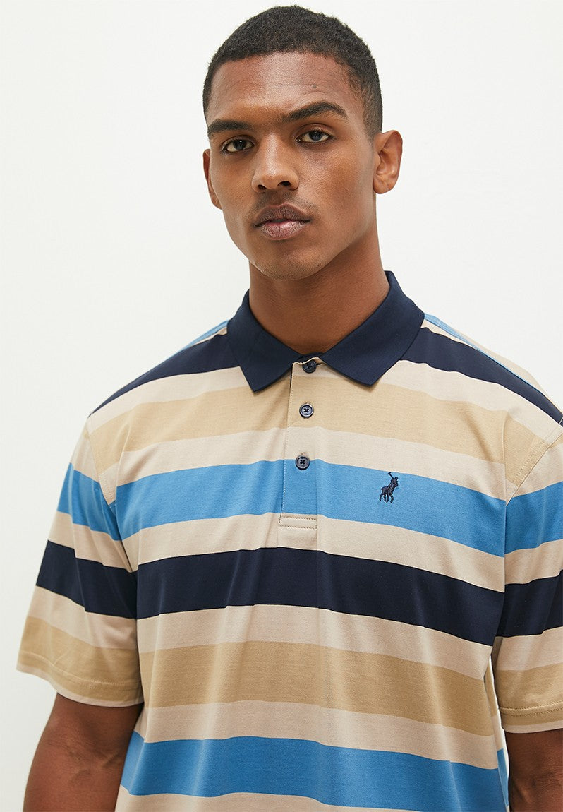 Polo 004324 Mens Ss Dm Stripe Golfer Multi