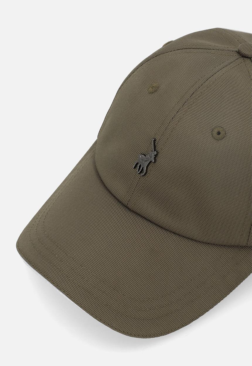 Polo Mens 6 Panel Metal Peak Cap In Olive