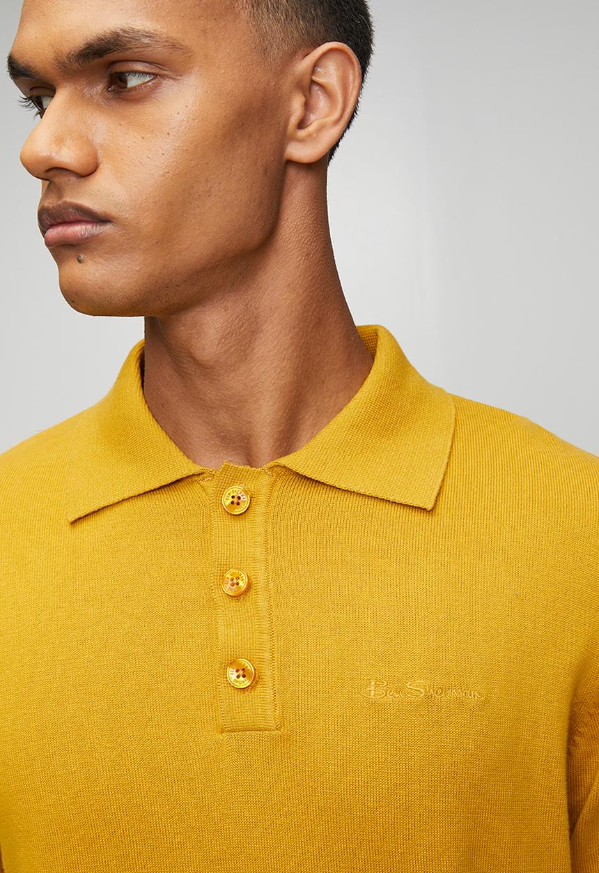 Ben Sherman Knit Sportshirt In Dijon