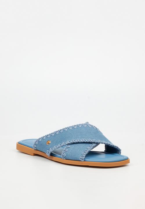 Miss Black Ladies Cream 2 Sandals In Blue