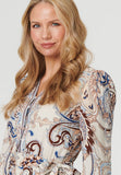 Stella Morgan Long Sleeve With Elastic At Cuff V-Neck Dress In Multi