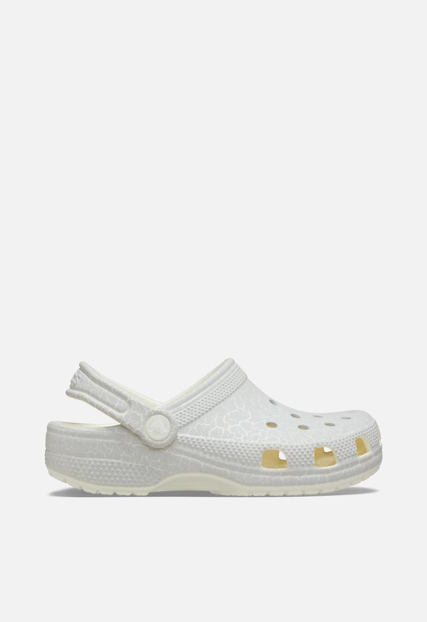 Crocs Girls Glow Crackle Clog Shoes In Off White