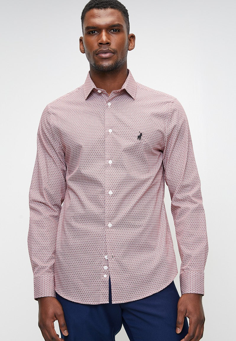 Polo Mens Geometric Printed Shirt Red