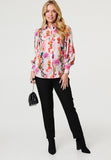 Stella Morgan Full Sleeve Printed Blouse In Multi Pink