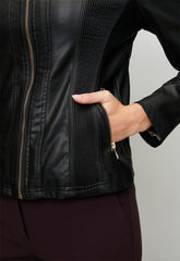 Stella Morgan Womens Biker Faux Leather Jacket In Black