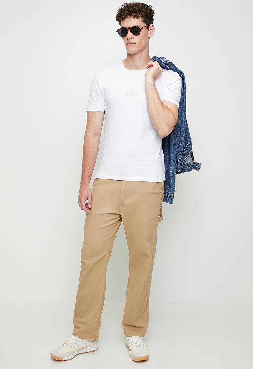 Guess Mens Aidy Cn Ss Tee White