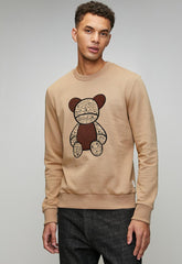 Ben Sherman Mens  Bear Applique Fur Crew Sweatshirt In Cornstalk