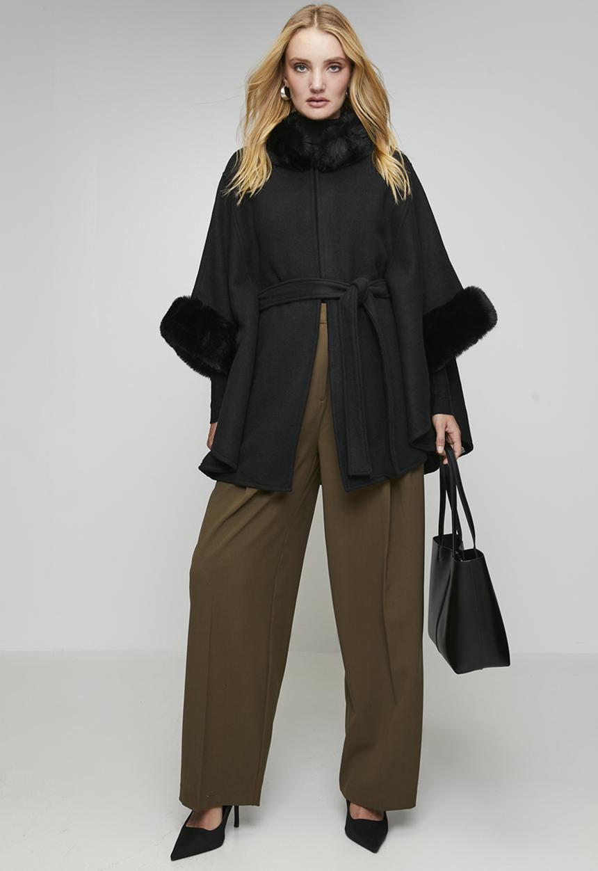 Stella Morgan Womens Melton Poncho In Black