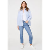 Stella Morgan Button Through Easy Wearing Stripe Shirt In Purple