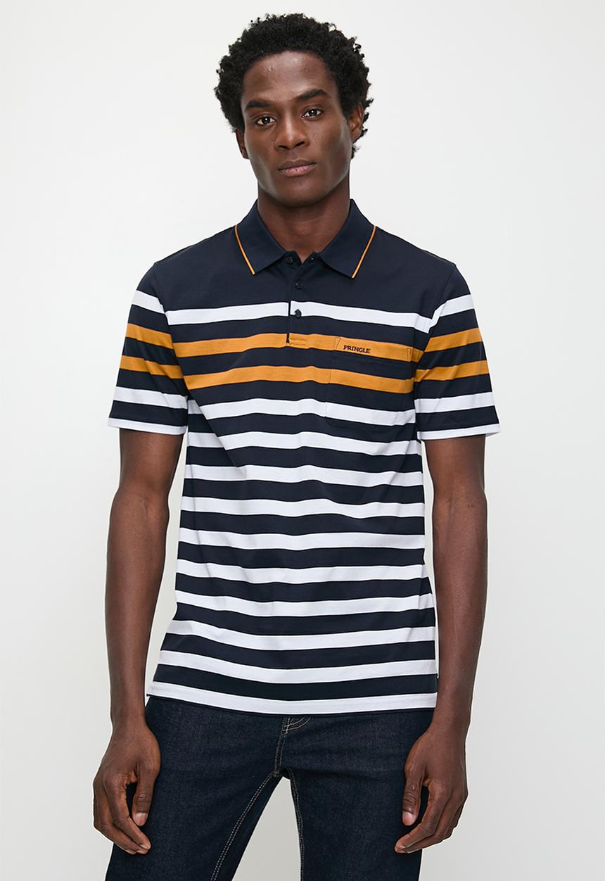 Pringle Mens Victor Mercerized Golfer In Navy