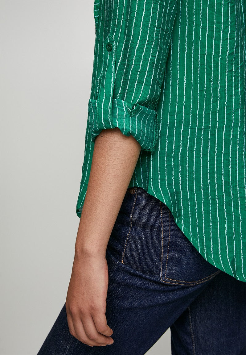Stella Morgan Long Sleeve Button Through Sheer In Green