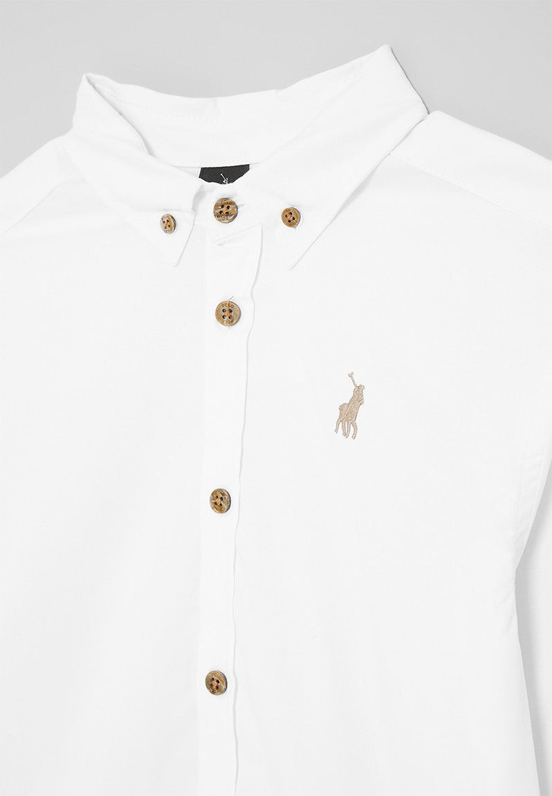 Polo Boys Nicholas Long Sleeve Shirt In White