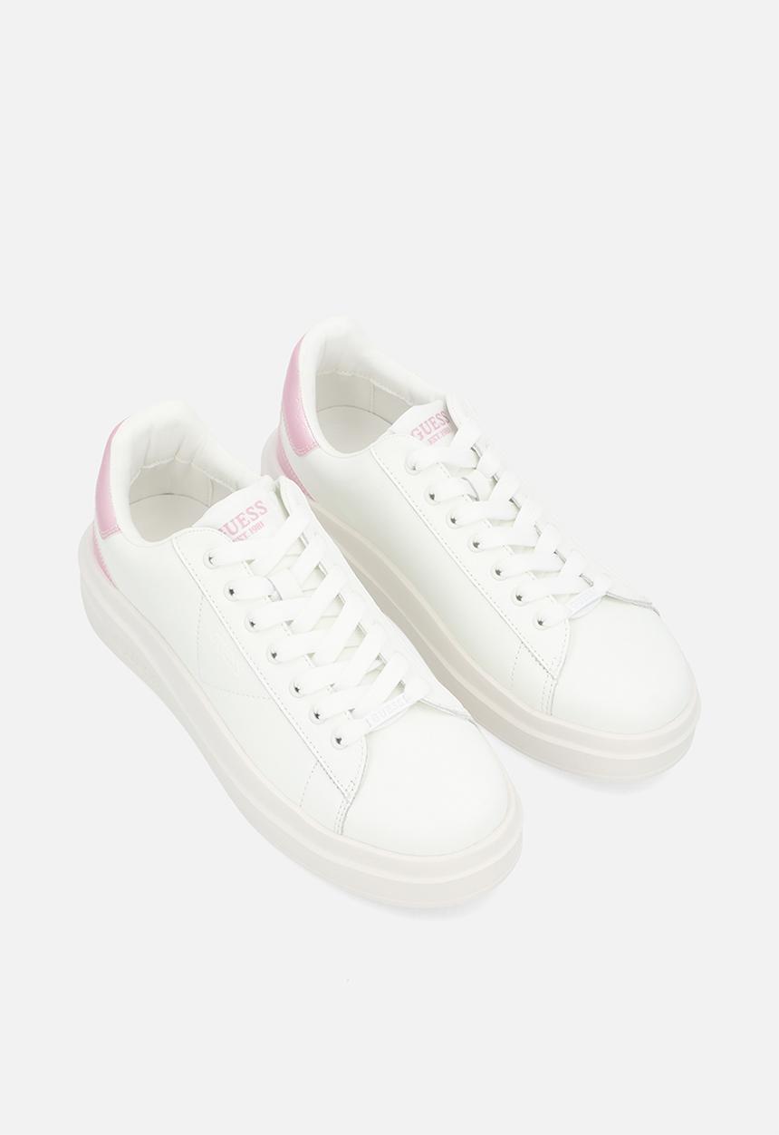 Guess Womens Elbina 6 Sneakers In White/Pink