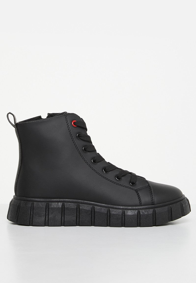 Pierre Cardin Kids Riley Cleated Black Boots