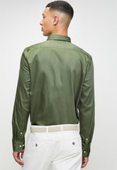 Polo Mens Essential Sateen Long Sleeves Shirt In Green