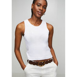 Stella Morgan Sleeveless Crew Neck With Scoop Knitwear Top In White