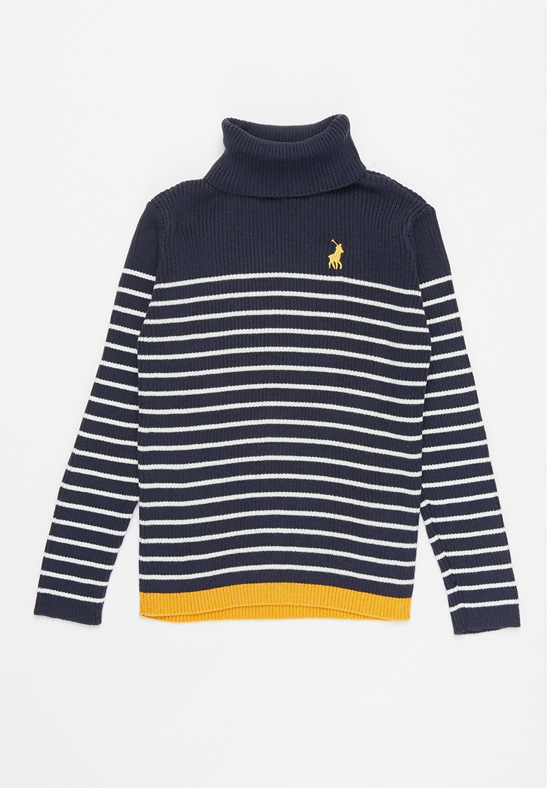 Polo Girls Debbie Polo Neck Pullover In Navy