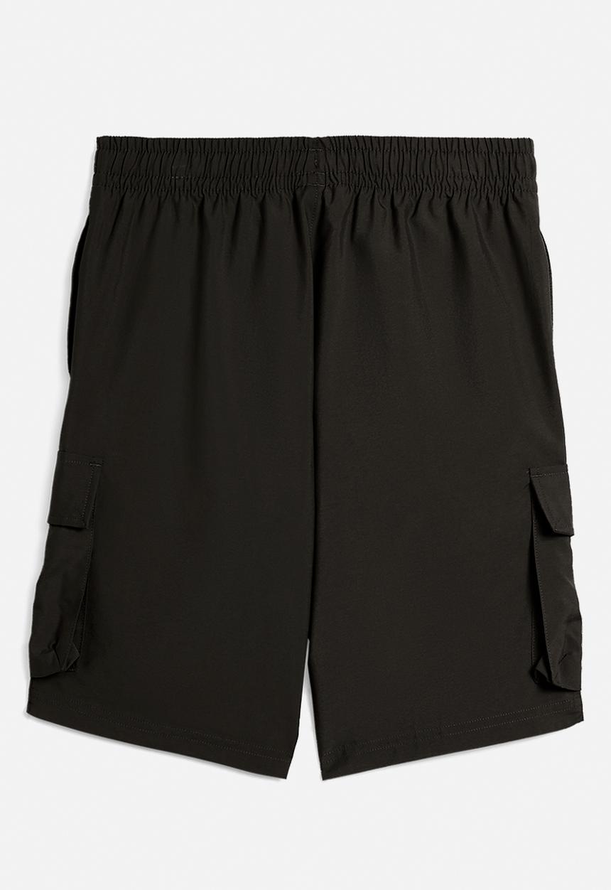 Puma Boys Essential No.1 Logo Woven Cargo Shorts In Black