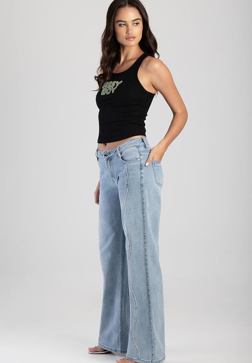 Sissyboy Womens Green Bling Vest with In Black