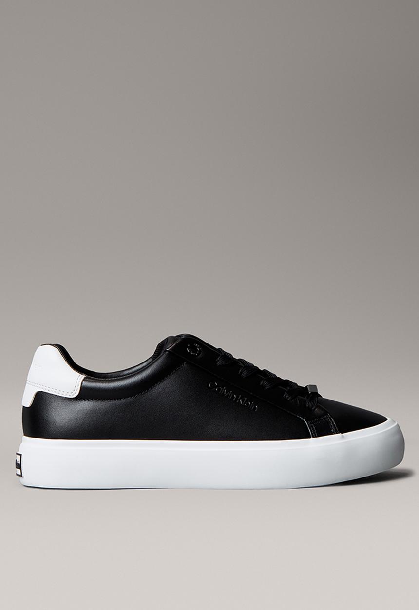 Calvin Klein Womens Lth Lace Up Sneaker Black And White