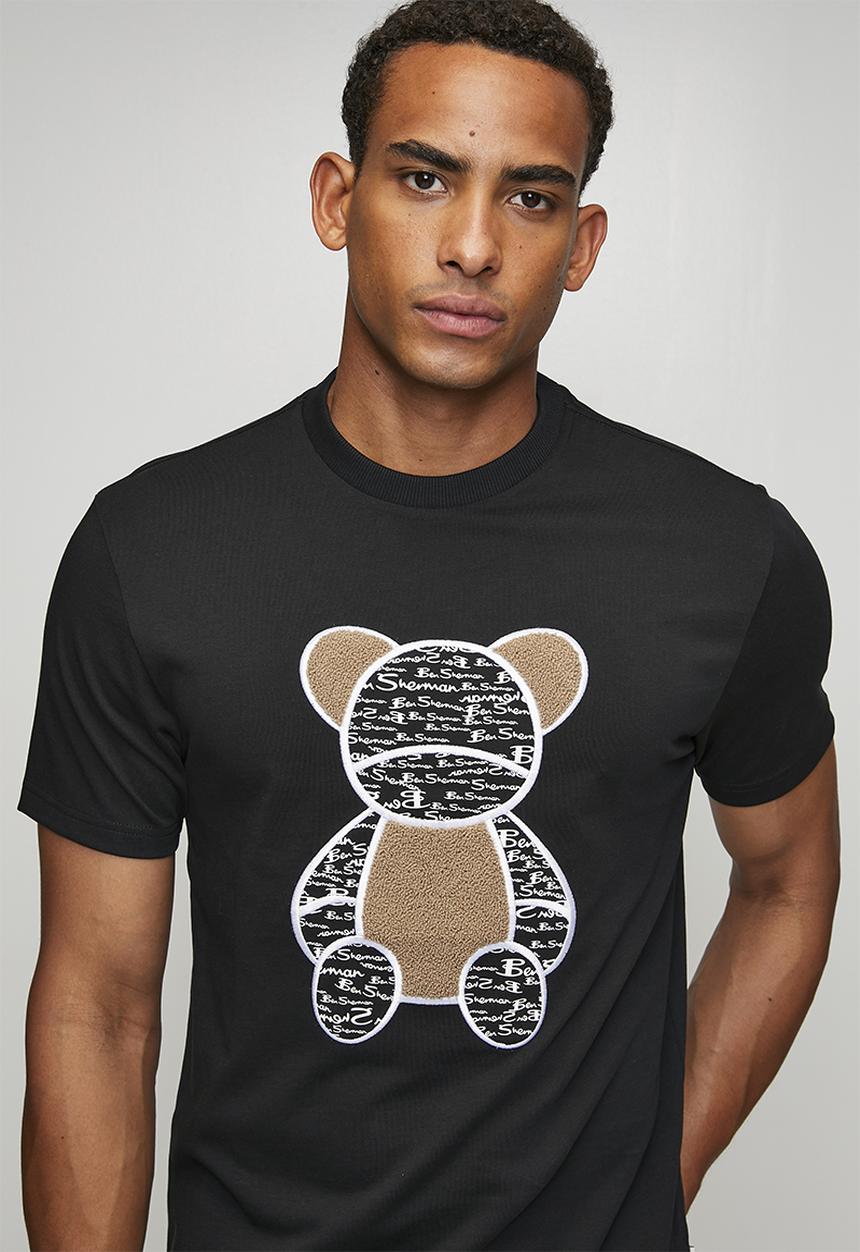 Ben Sherman Mens Fur Bear T-Shirt In Black