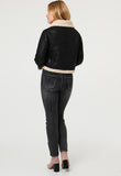 Mandi Womens Long Sleeve Sherpa Cropped Jacket In  Black