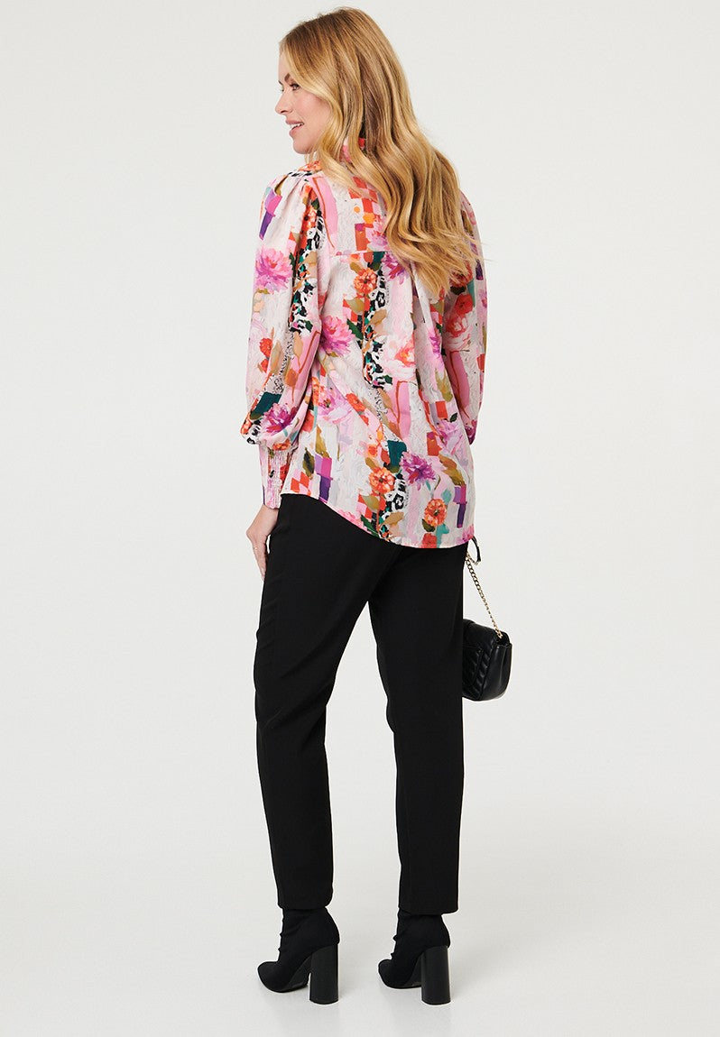 Stella Morgan Full Sleeve Printed Blouse In Multi Pink