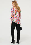 Stella Morgan Full Sleeve Printed Blouse In Multi Pink