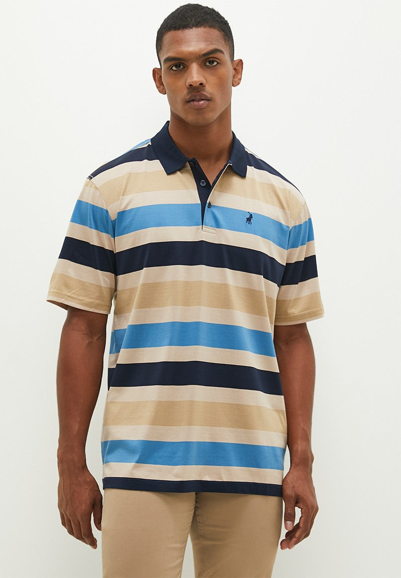 Polo 004324 Mens Ss Dm Stripe Golfer Multi