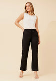 Stella Morgan Mid Waist Straight Leg Stretch In Black