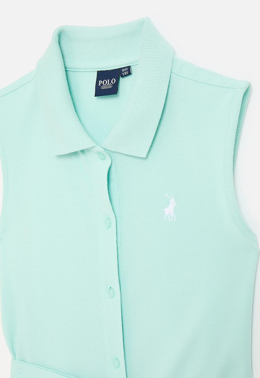 Polo Girls Nia Sleeveless Pique Dress In Turquoise