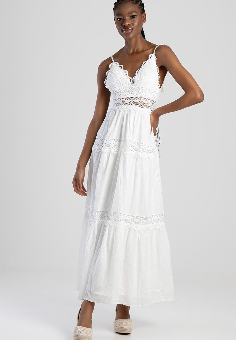 Sissy Boy Tiered Lace Maxi Dress Adore You In Off White