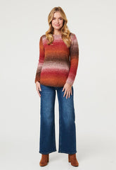 Mandi Womens Crew Neck Ombre Effect Sweater In Multi