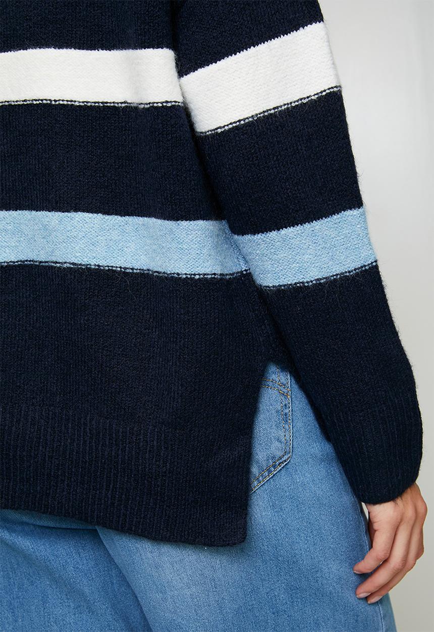 Stella Morgan Womens Stripe Sweater In Navy