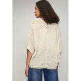 Mandi Easy Wearing Batwing Sleeve Crochet 3 Buttoned Blouse In Ivory