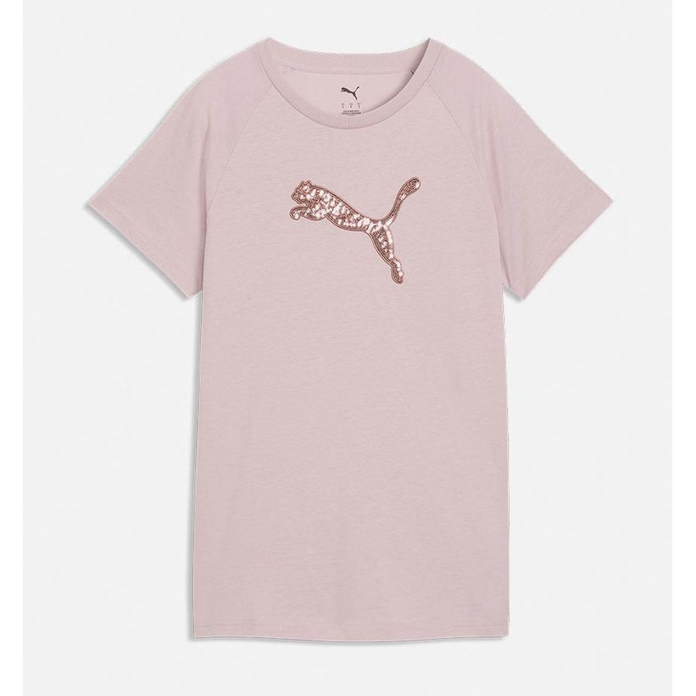 Puma Womens Essential Sequins Short Sleeves T-Shirt In Misty Pink