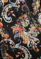 Mandi Womens Long Sleeve Button Through Collared Printed Blouse In Black
