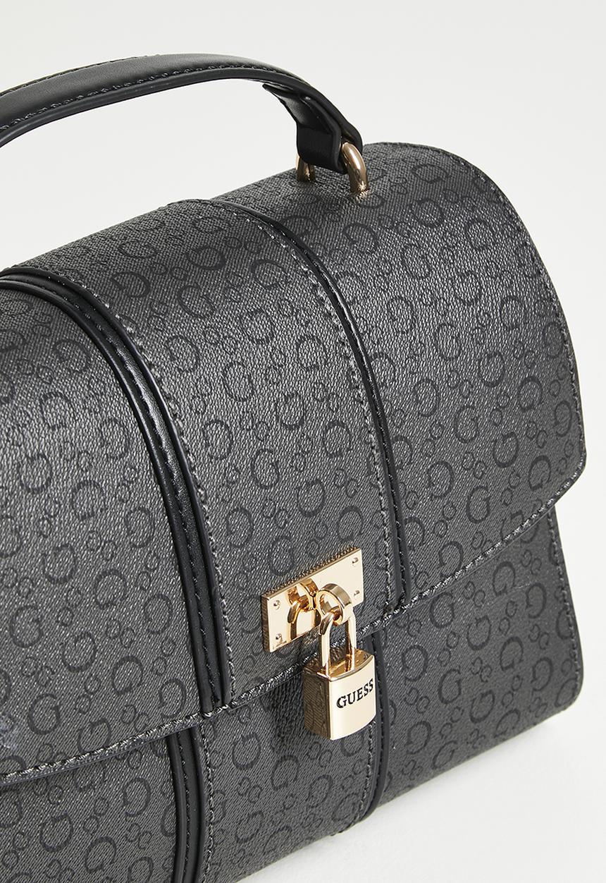 Guess Emberly Top Handle Crossbody Bag In Coal