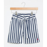 Polo Girls Zuri Belted Striped Short In Navy