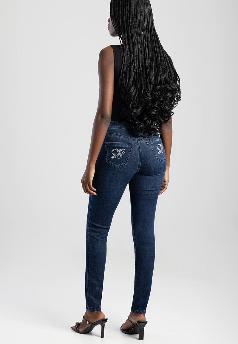 Sissyboy Womens Bianca Mid-Waist Skinny Jeans In Dark Blue