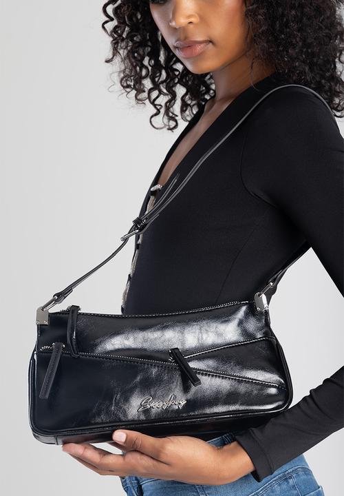 Sissyboy Bg536 Ladies Multi Zip Shoulder Bag Black