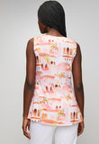 Mandi Womens Longer V-neck Printed Waistcoat In Coral
