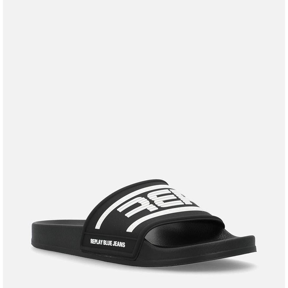 Replay Mens Up graven Slides In Black & White