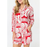 Mandi Border Print Short In Red Multi