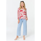 Mandi Collared Blouse In Red Multi
