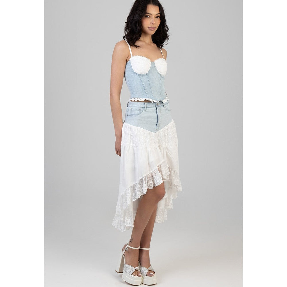 Sissy Boy Boy Aimee High Low Denim Skirt In Light Vintage
