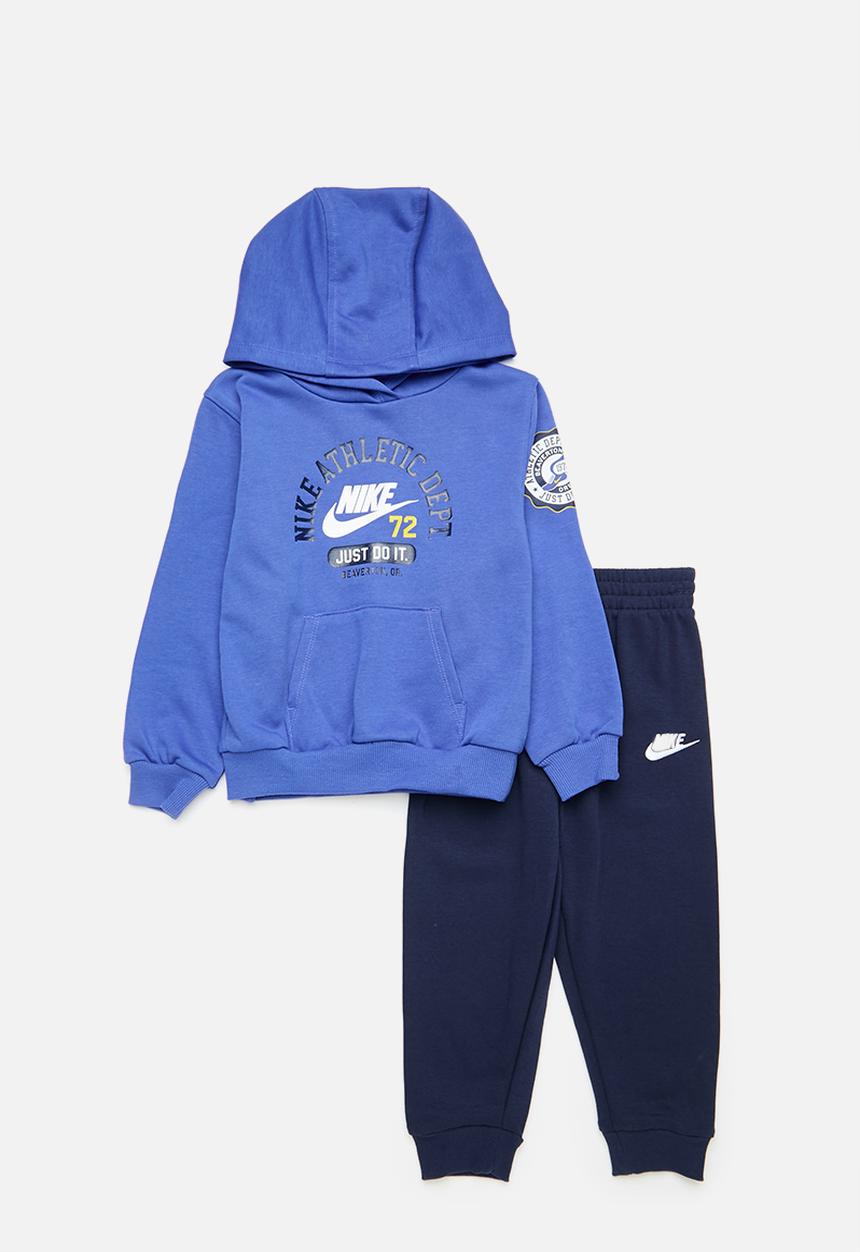 Nike Boys Pull Over Hoodie And Pant Set In Navy