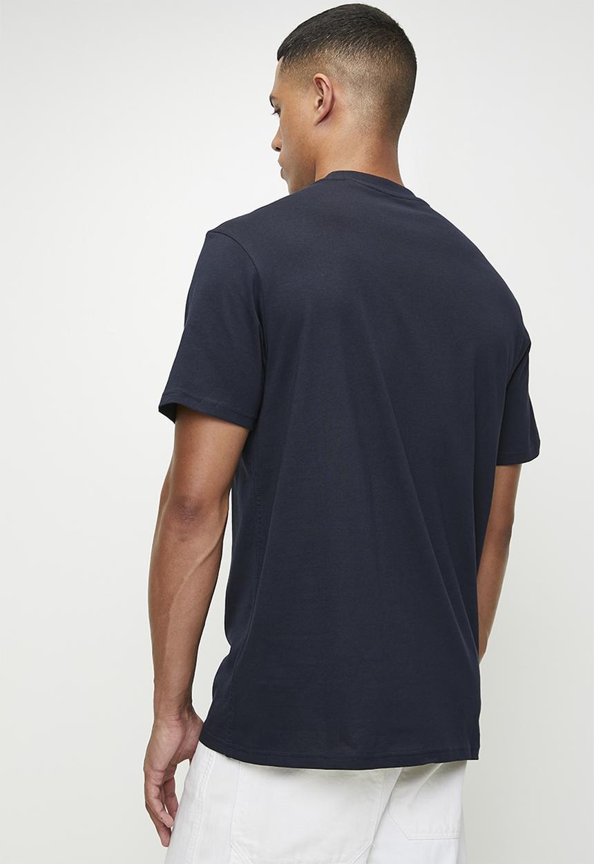 Guess Mens Ss Logo Tee Navy
