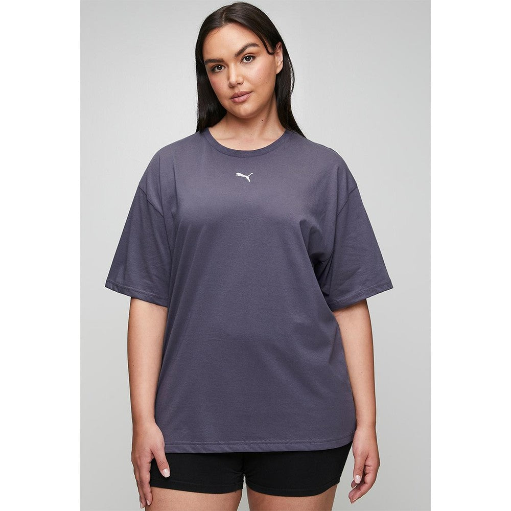 Puma Womens Essential Relaxed Short Sleeves T-Shirt In Inky Depths